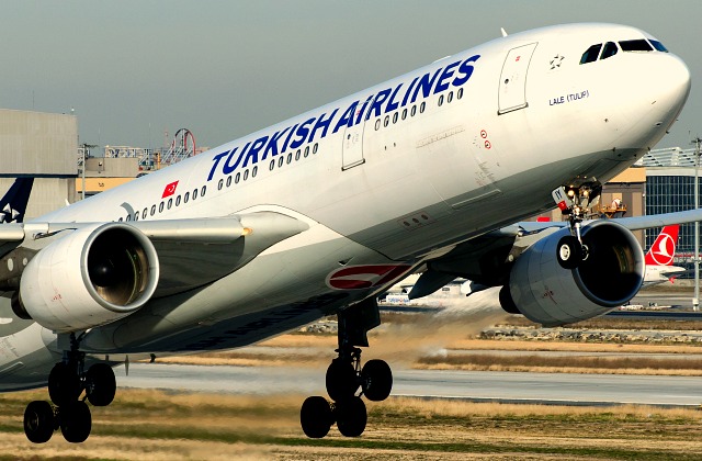 Airplane taking off at Istanbul airport