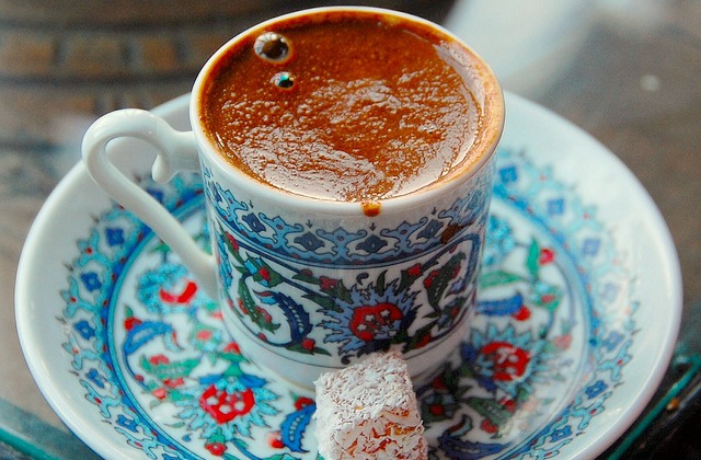 Traditional Turkish coffee with foam