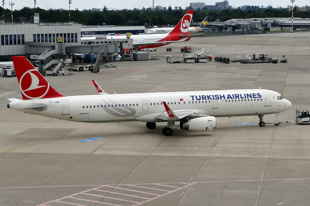 Parked airplane in Istanbul airport