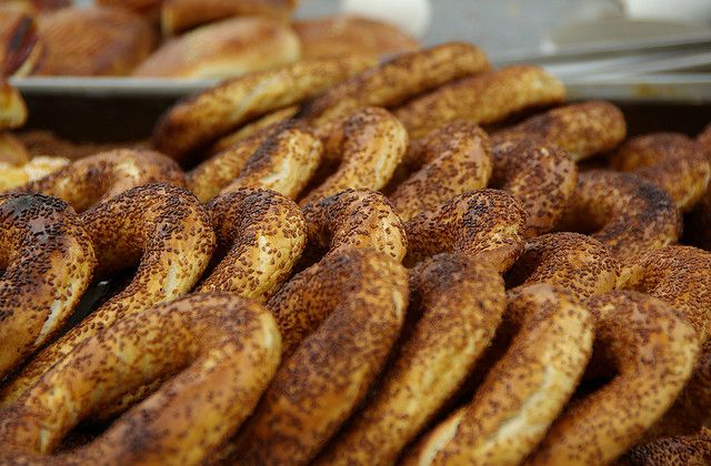 Simit bagel. Food in Istanbul.