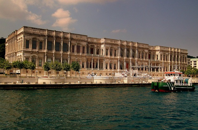 View of Ciragan Palace Kempinski hotel from the Bosphorus