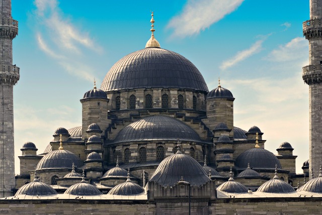 Domes of New Mosque in Istanbul, Turkey