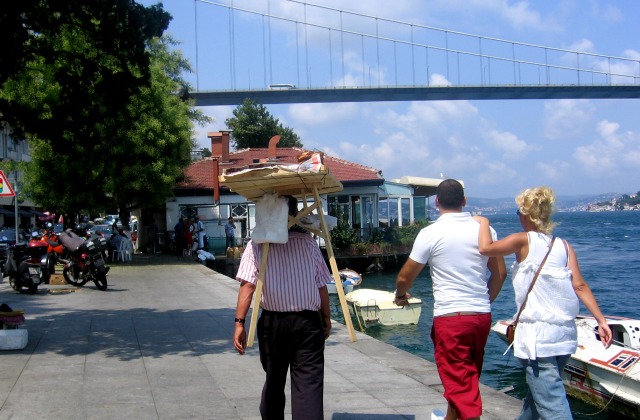 A couple walking along the Bosphorus